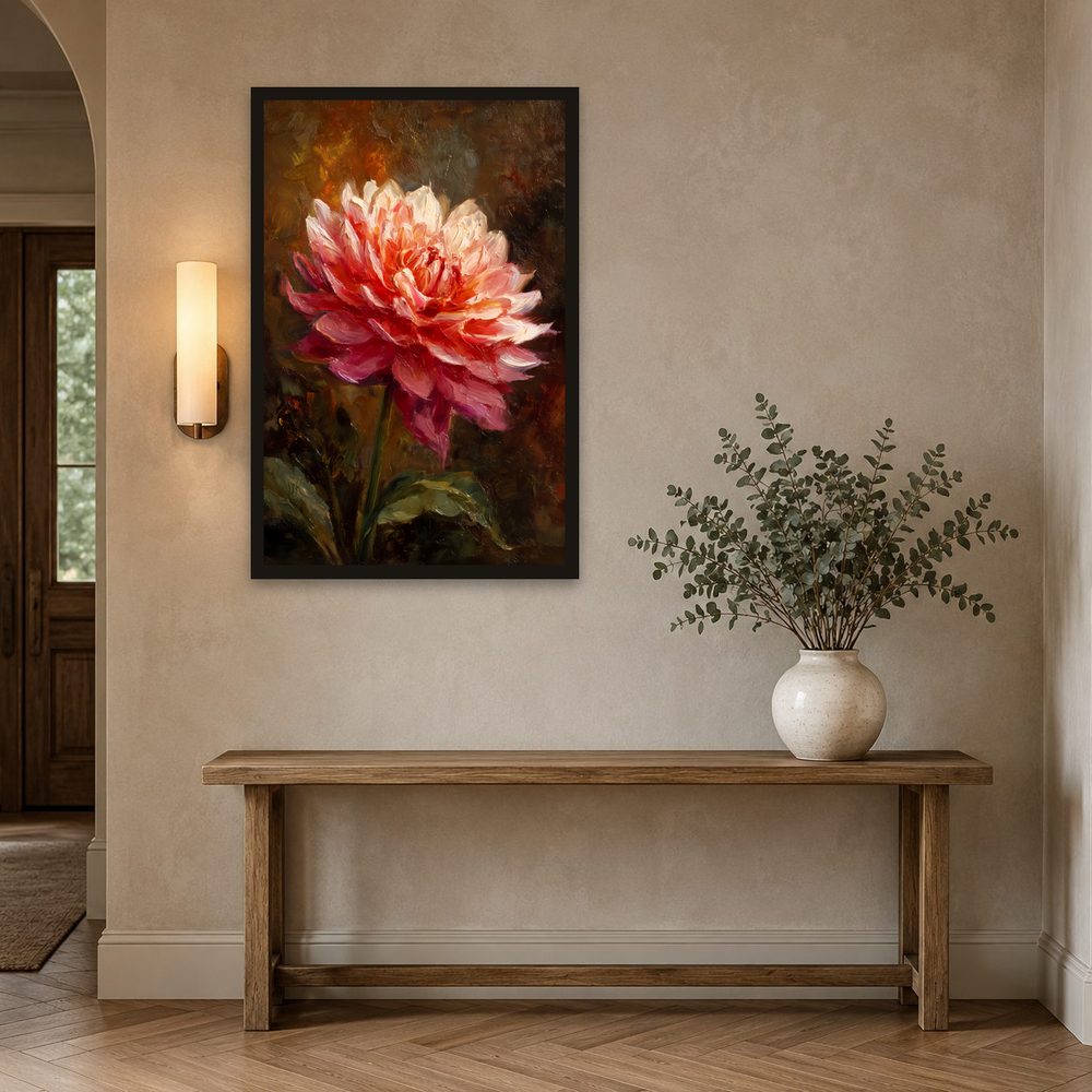 Coral Dahlia impasto oil painting wall art by Brunelvi — Ansicht 2