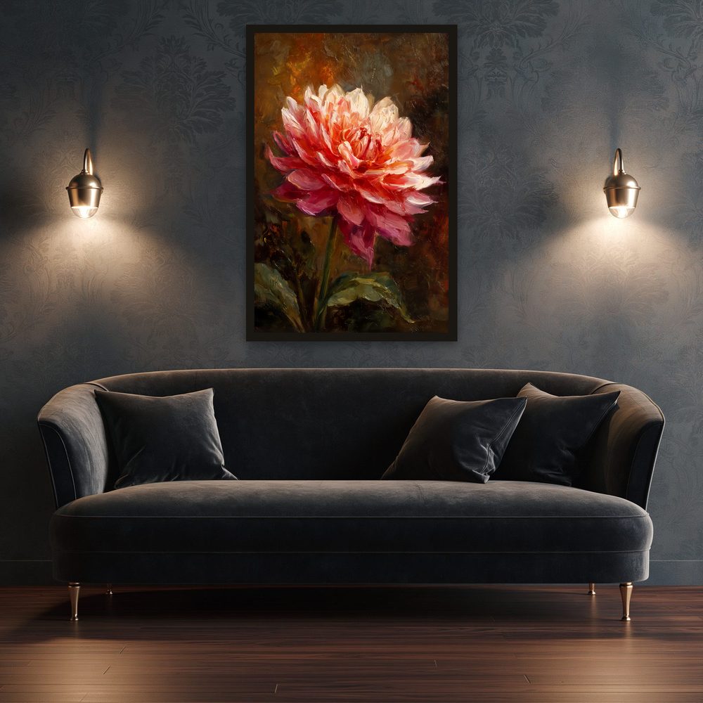 Coral Dahlia impasto oil painting wall art by Brunelvi — Ansicht 3