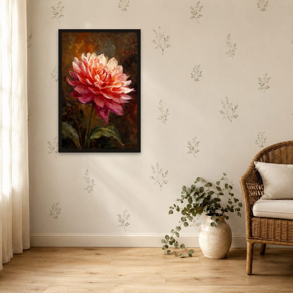 Coral Dahlia impasto oil painting wall art by Brunelvi — Ansicht 4