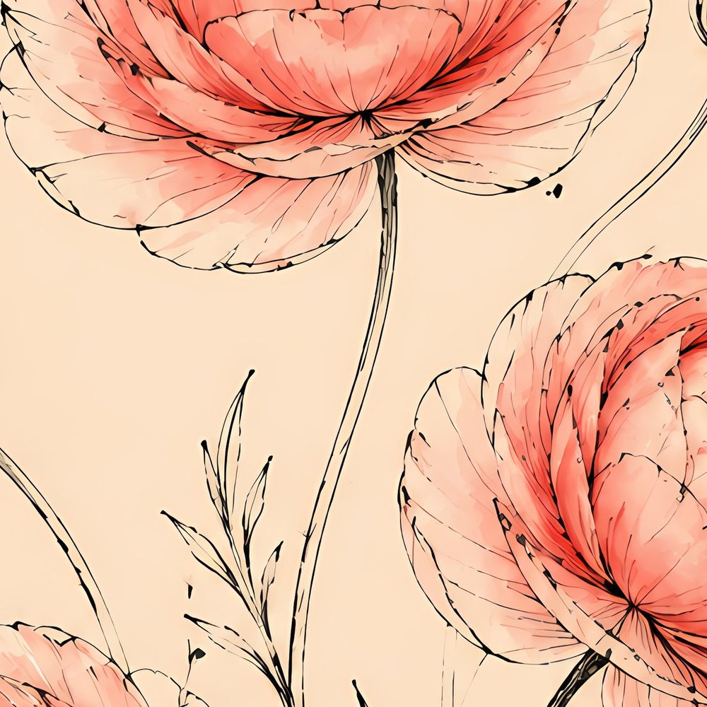 Coral Ranunculus — florals wall art print by Brunelvi — view 2