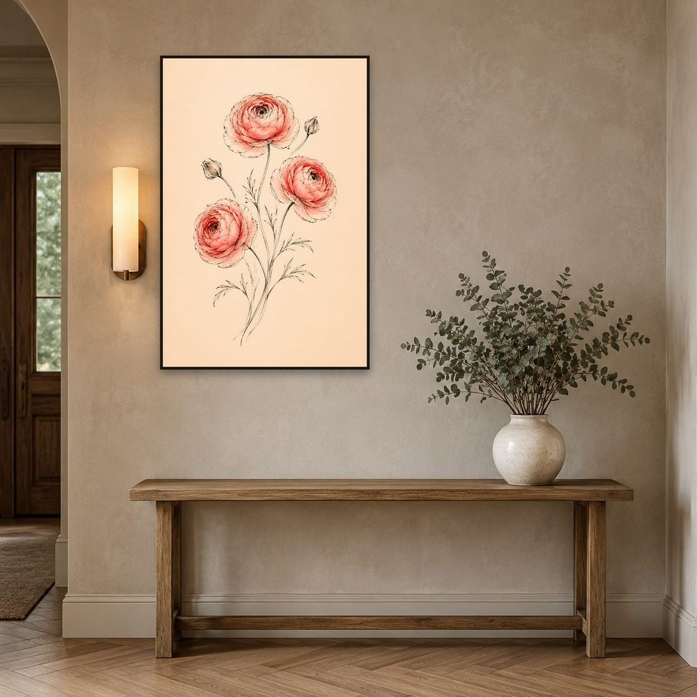 Coral Ranunculus — florals wall art print by Brunelvi — view 3