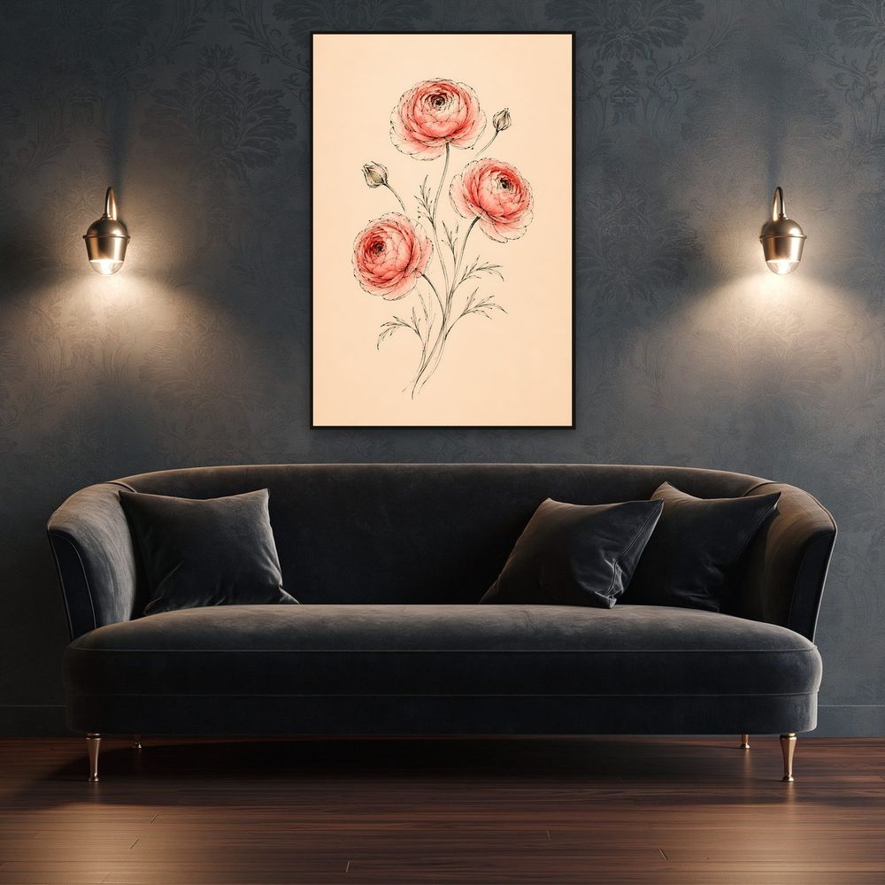Coral Ranunculus — florals wall art print by Brunelvi — view 4