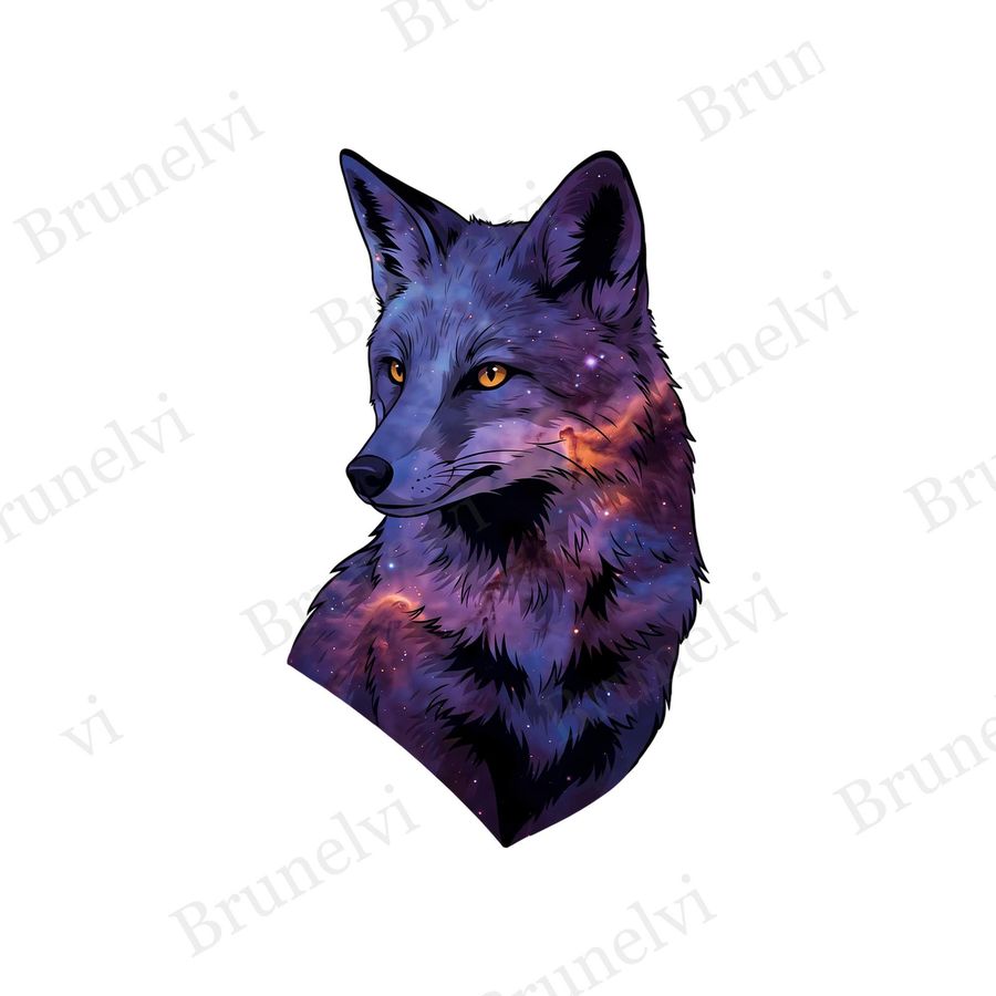 Cosmic Nebula Fox Portrait — bold clipart clipart by Brunelvi