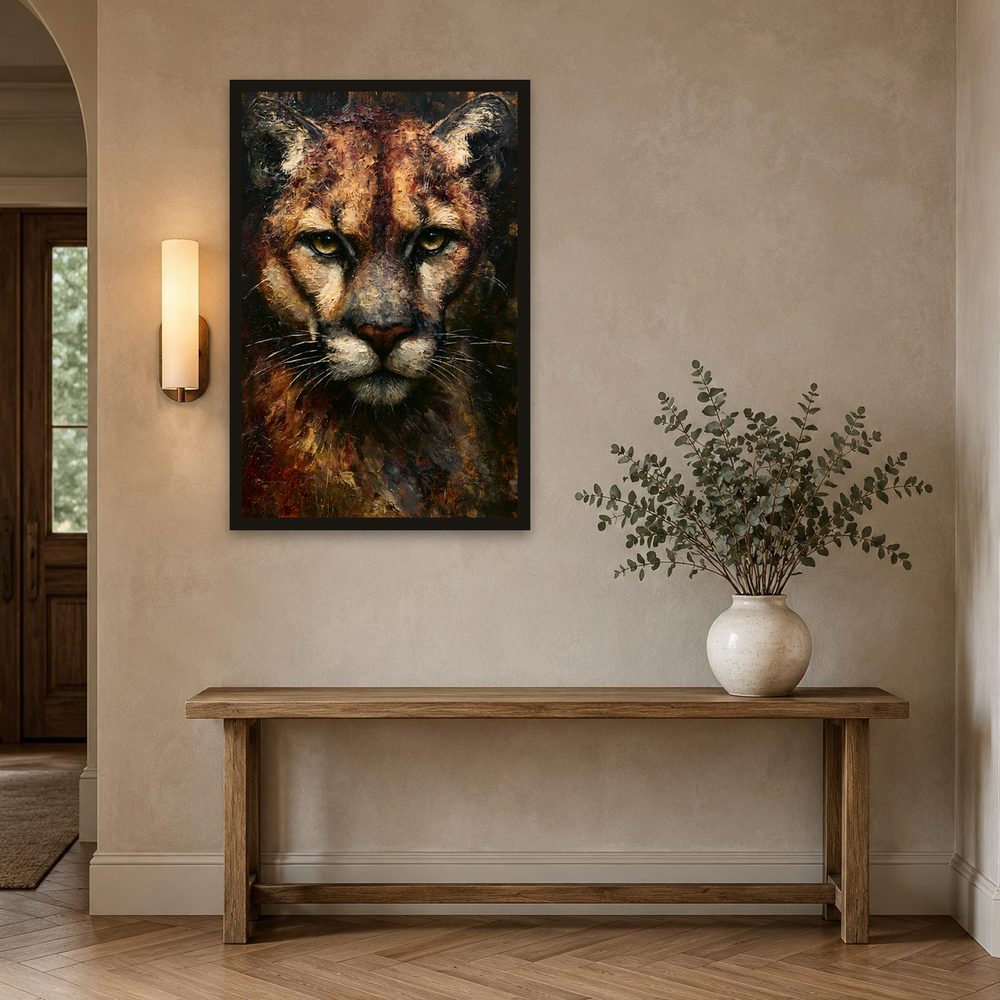 Cougar Mountain Lion impasto oil painting wall art by Brunelvi — Ansicht 2