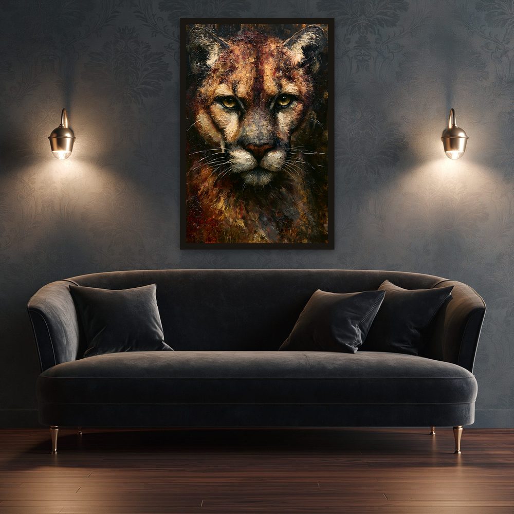 Cougar Mountain Lion impasto oil painting wall art by Brunelvi — Ansicht 3
