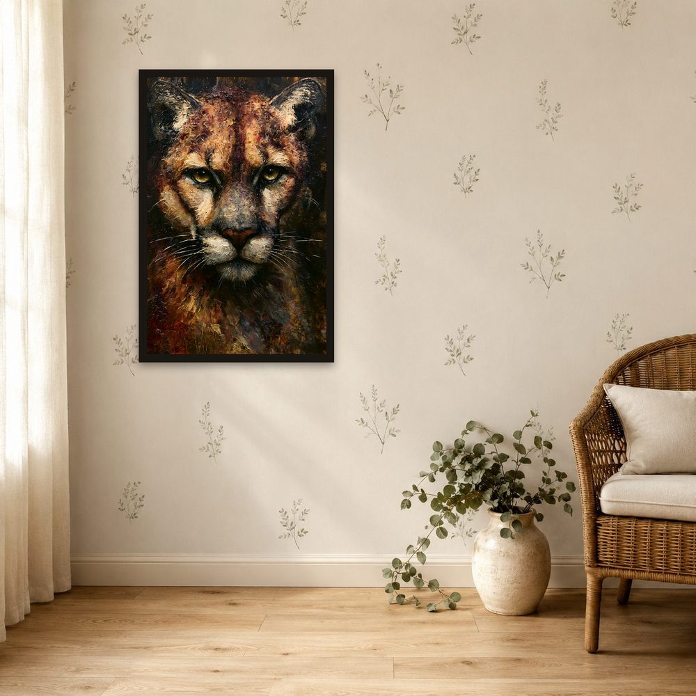 Cougar Mountain Lion impasto oil painting wall art by Brunelvi — Ansicht 4