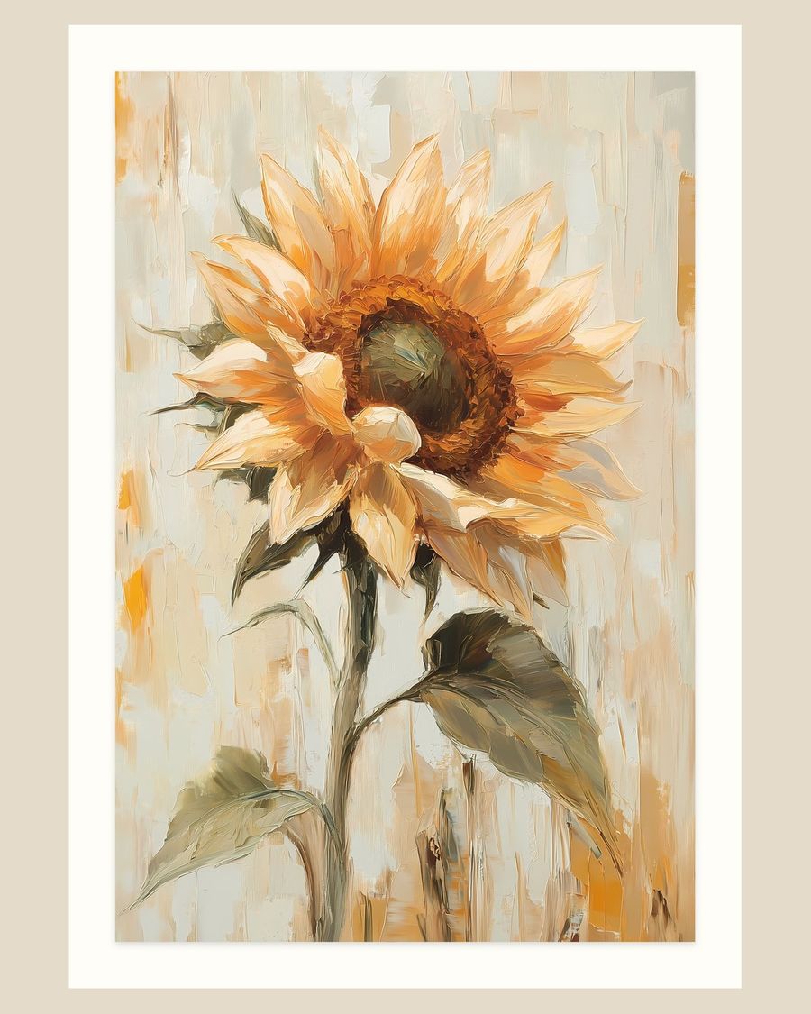 Cream Sunflower — florals art print by Brunelvi