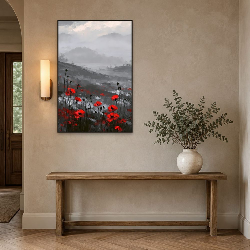 Crimson Poppy Hills — landscapes wall art print by Brunelvi — view 3