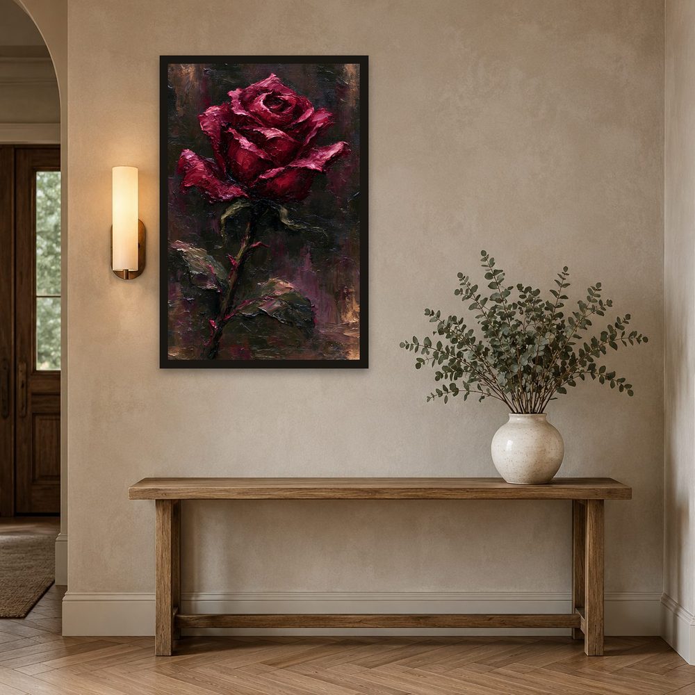 Crimson Rose impasto oil painting wall art by Brunelvi — Ansicht 2