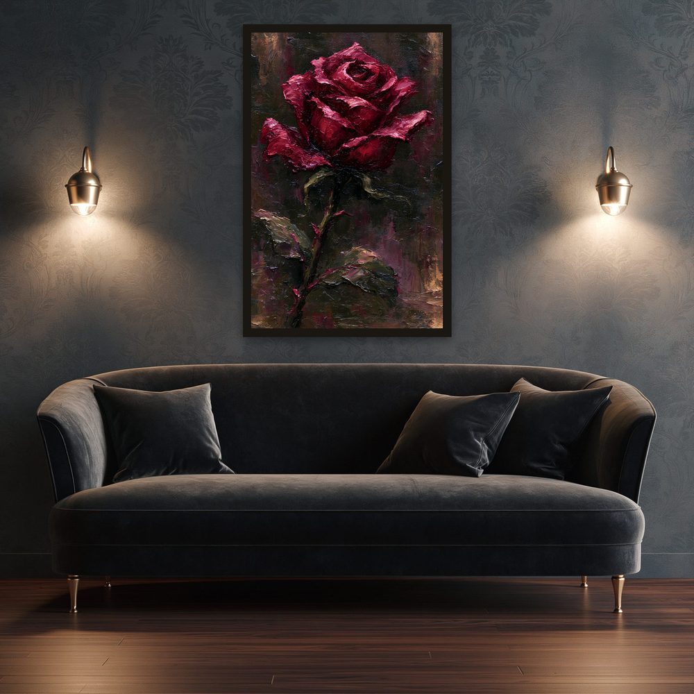 Crimson Rose impasto oil painting wall art by Brunelvi — Ansicht 3