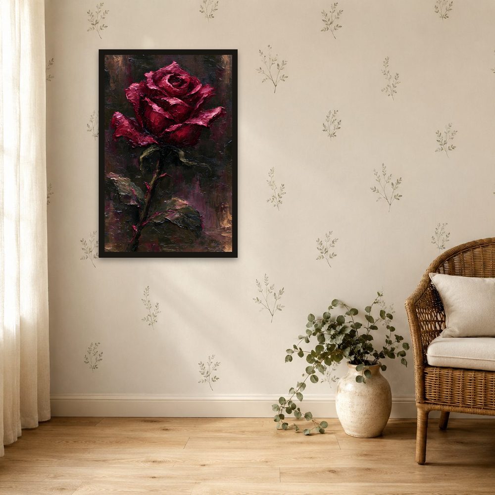 Crimson Rose impasto oil painting wall art by Brunelvi — Ansicht 4