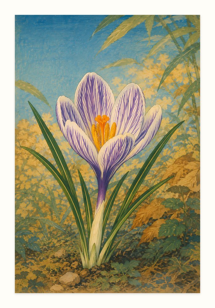Crocus Woodcut woodcut print wall art by Brunelvi