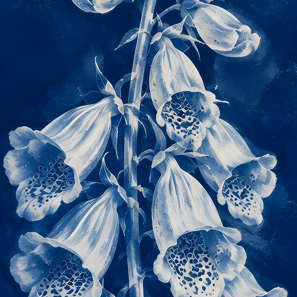 Cyanotype Foxglove — florals wall art print by Brunelvi — view 2