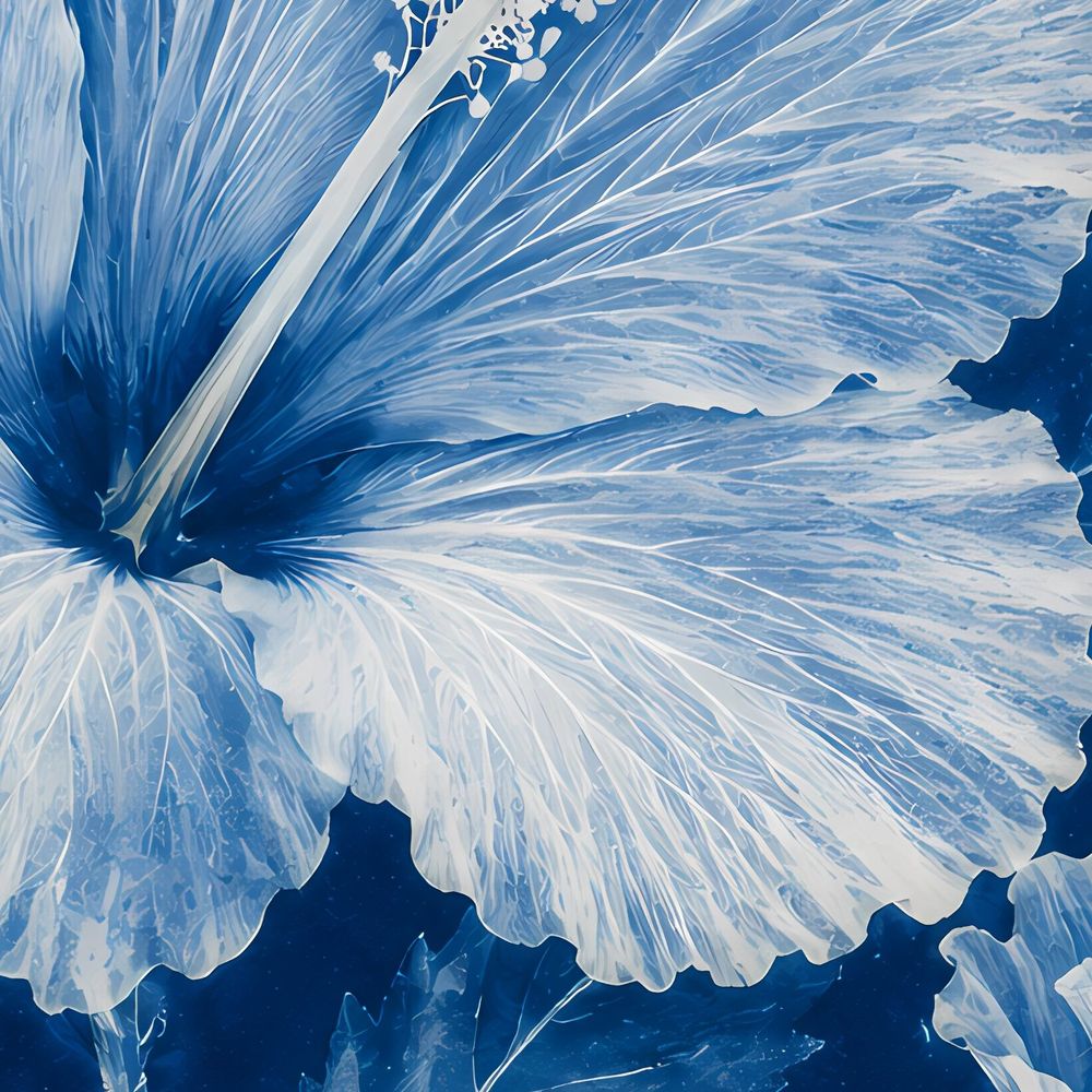 Cyanotype Hibiscus — florals wall art print by Brunelvi — view 2
