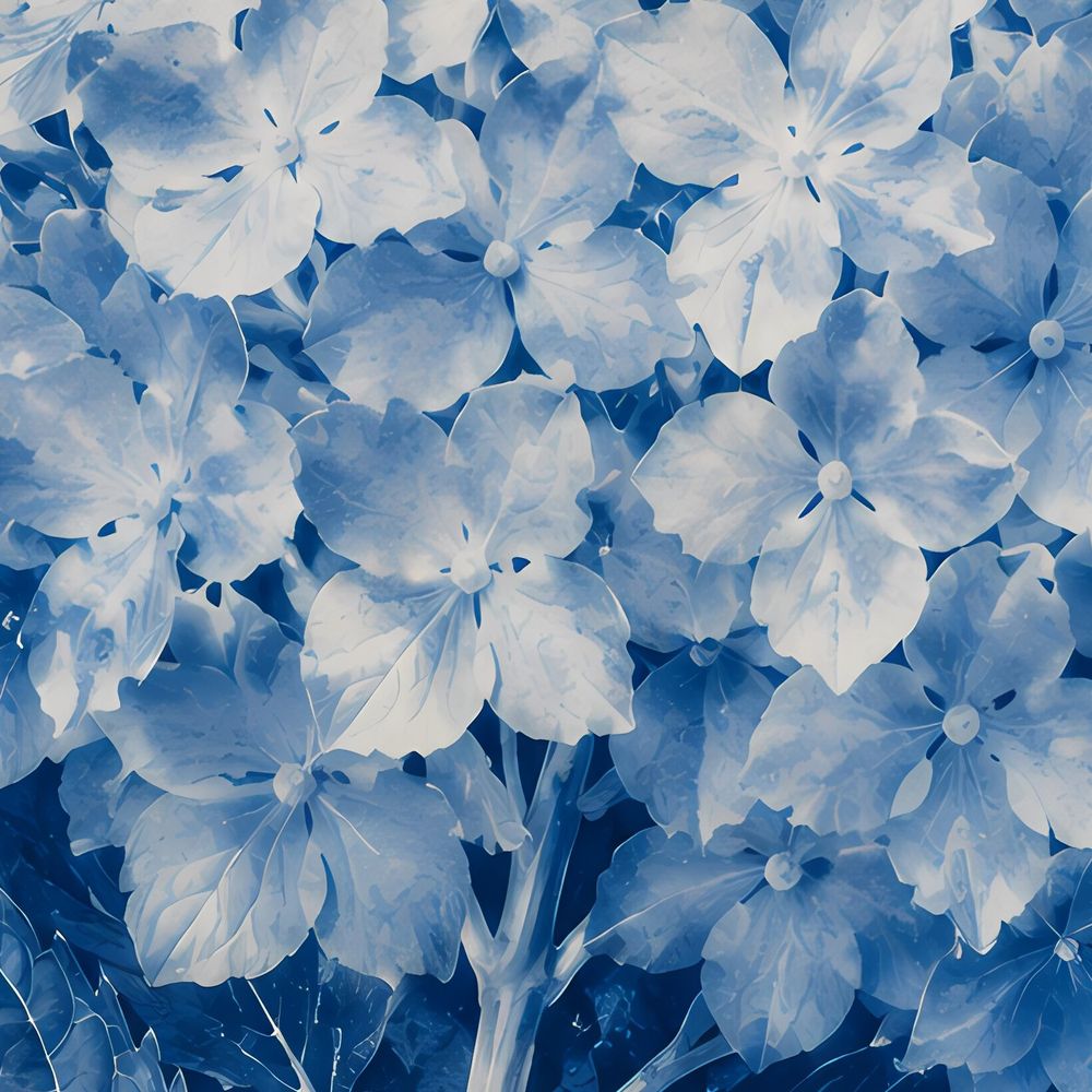 Cyanotype Hydrangea — florals wall art print by Brunelvi — view 2