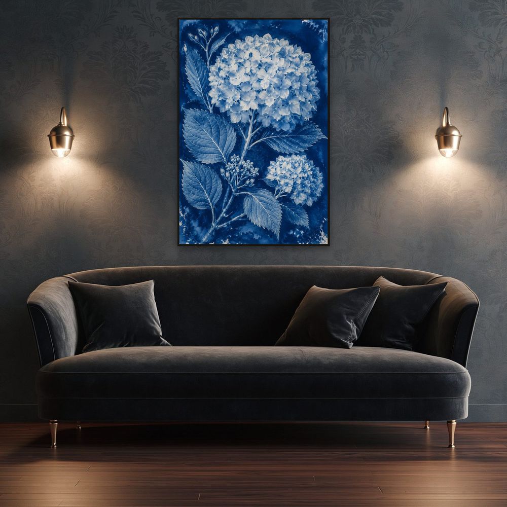 Cyanotype Hydrangea — florals wall art print by Brunelvi — view 4