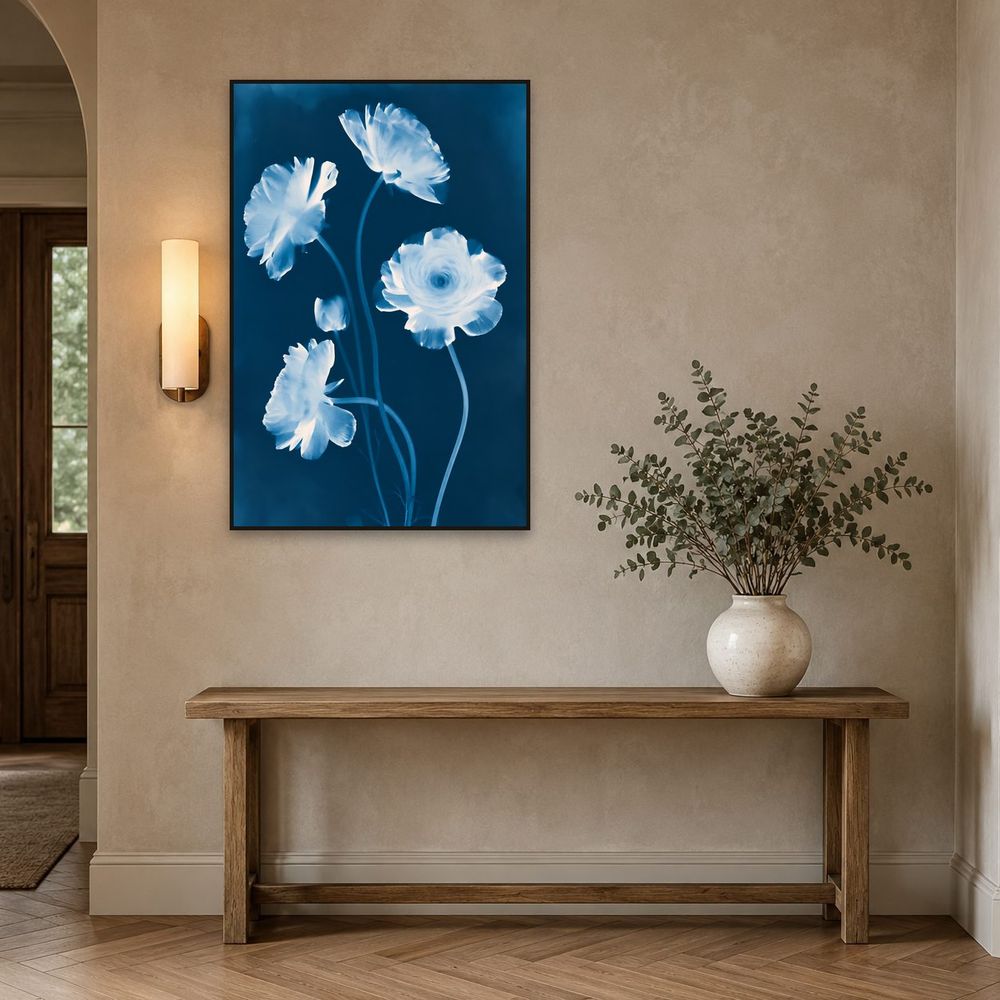 Cyanotype Ranunculus — florals wall art print by Brunelvi — view 3