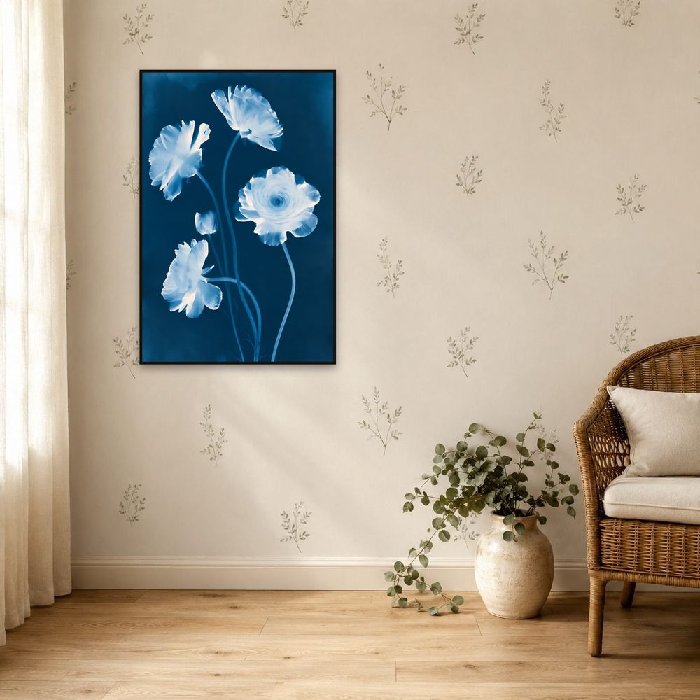 Cyanotype Ranunculus — florals wall art print by Brunelvi — view 5