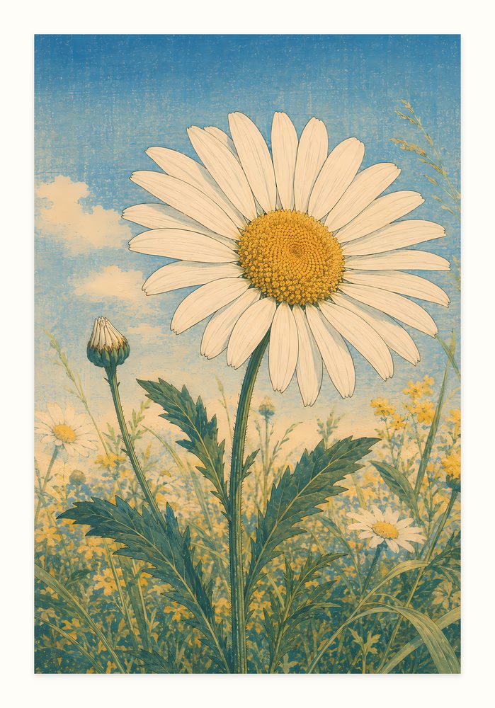 Daisy Woodcut woodcut print wall art by Brunelvi