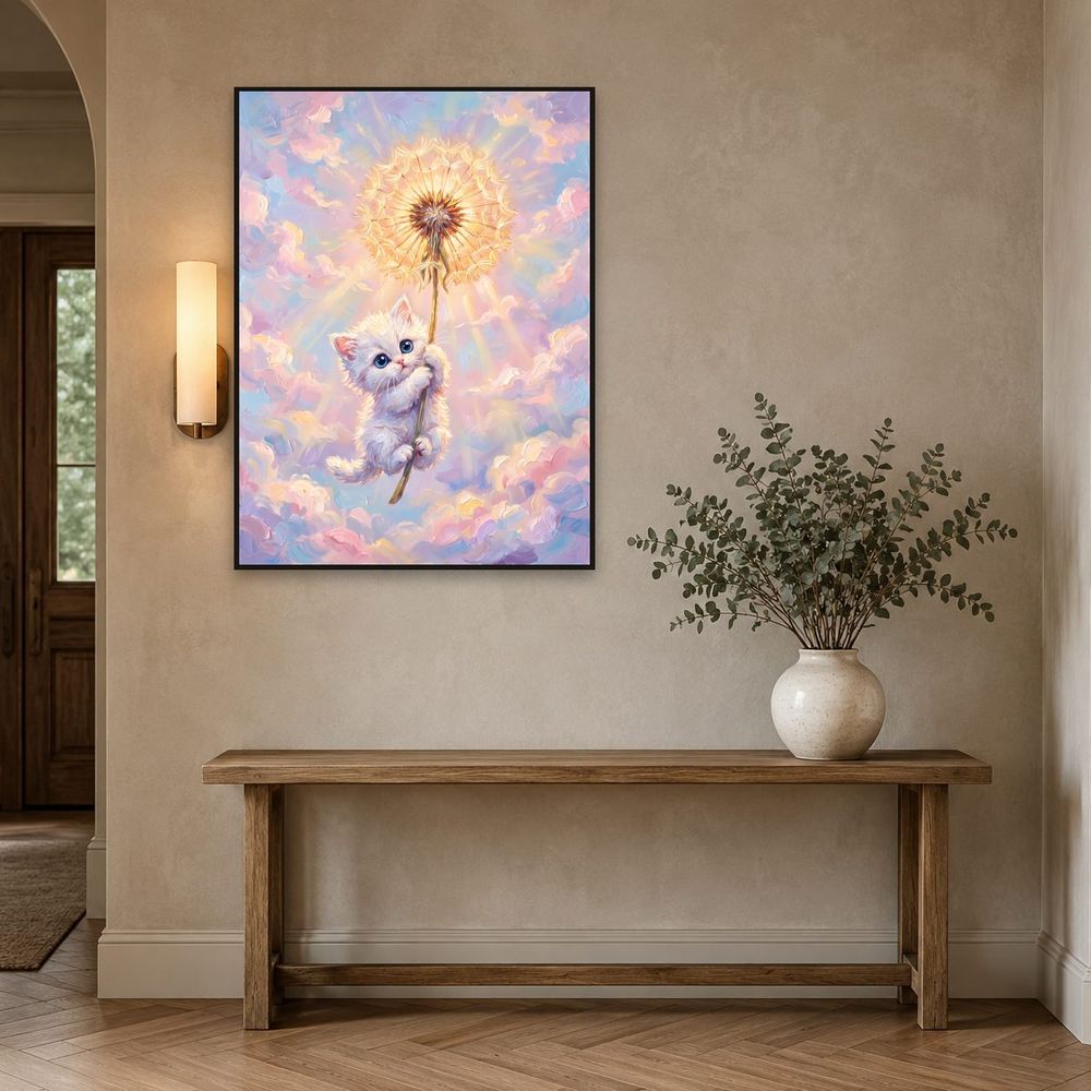 Dandelion Kitten Flight — kids & nursery wall art print by Brunelvi — view 3
