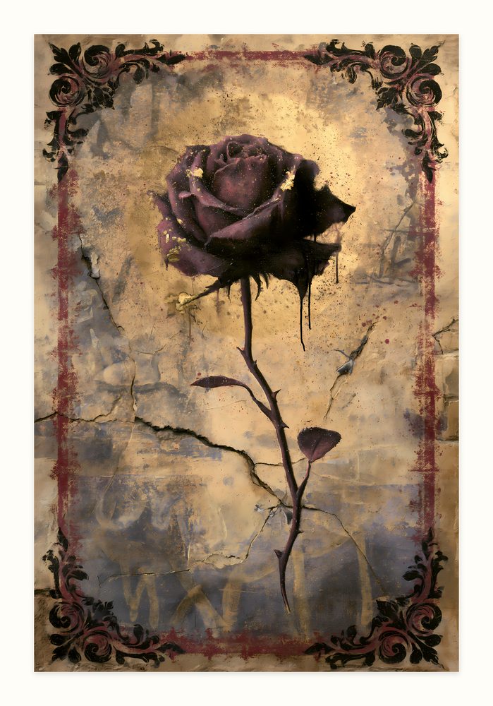 Dark Rose Street Art street art wall art by Brunelvi