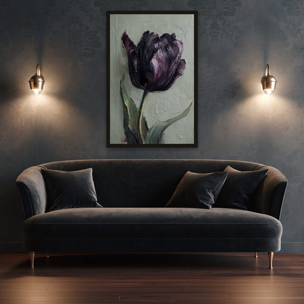 Dark Violet Tulip impasto oil painting wall art by Brunelvi — Ansicht 3