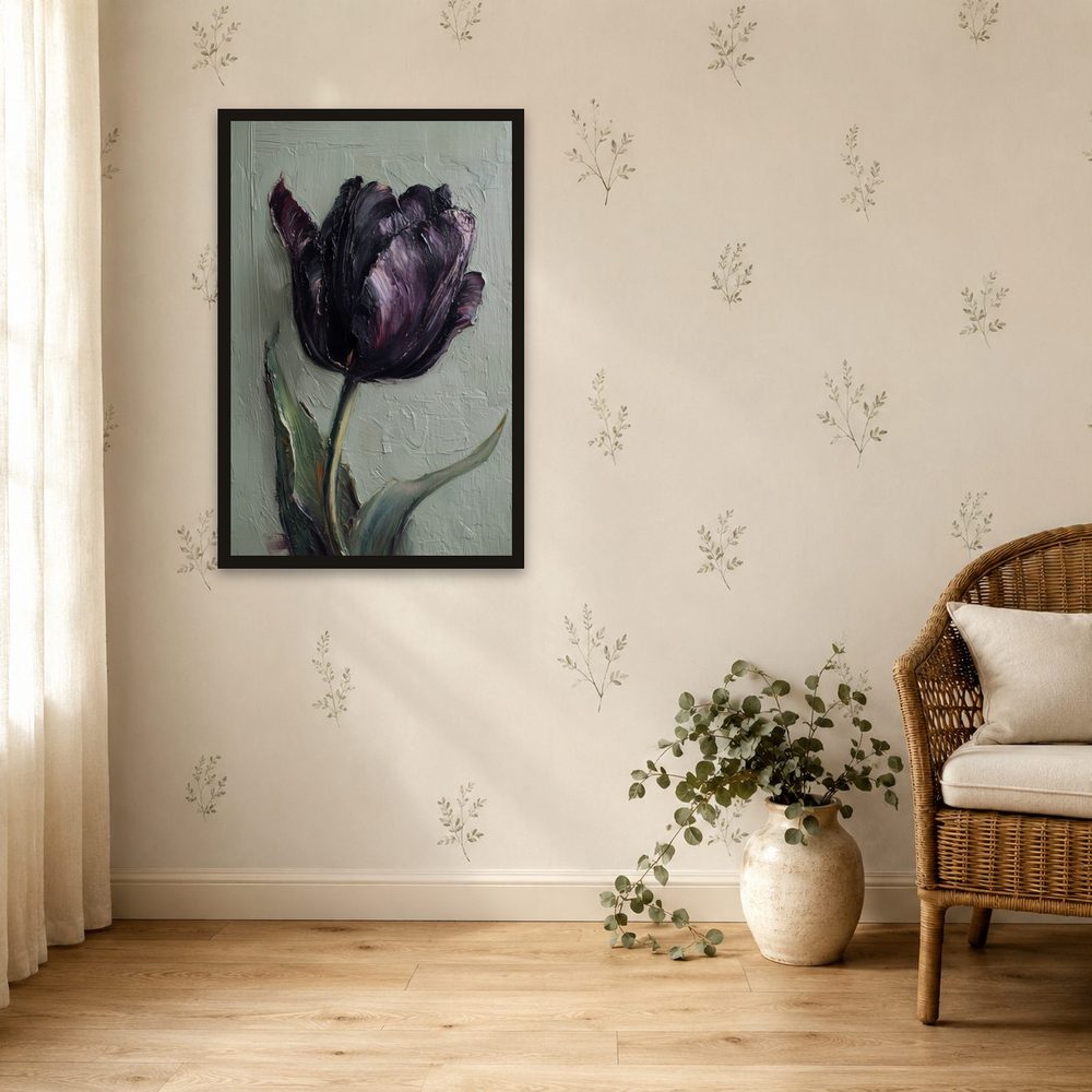 Dark Violet Tulip impasto oil painting wall art by Brunelvi — Ansicht 4