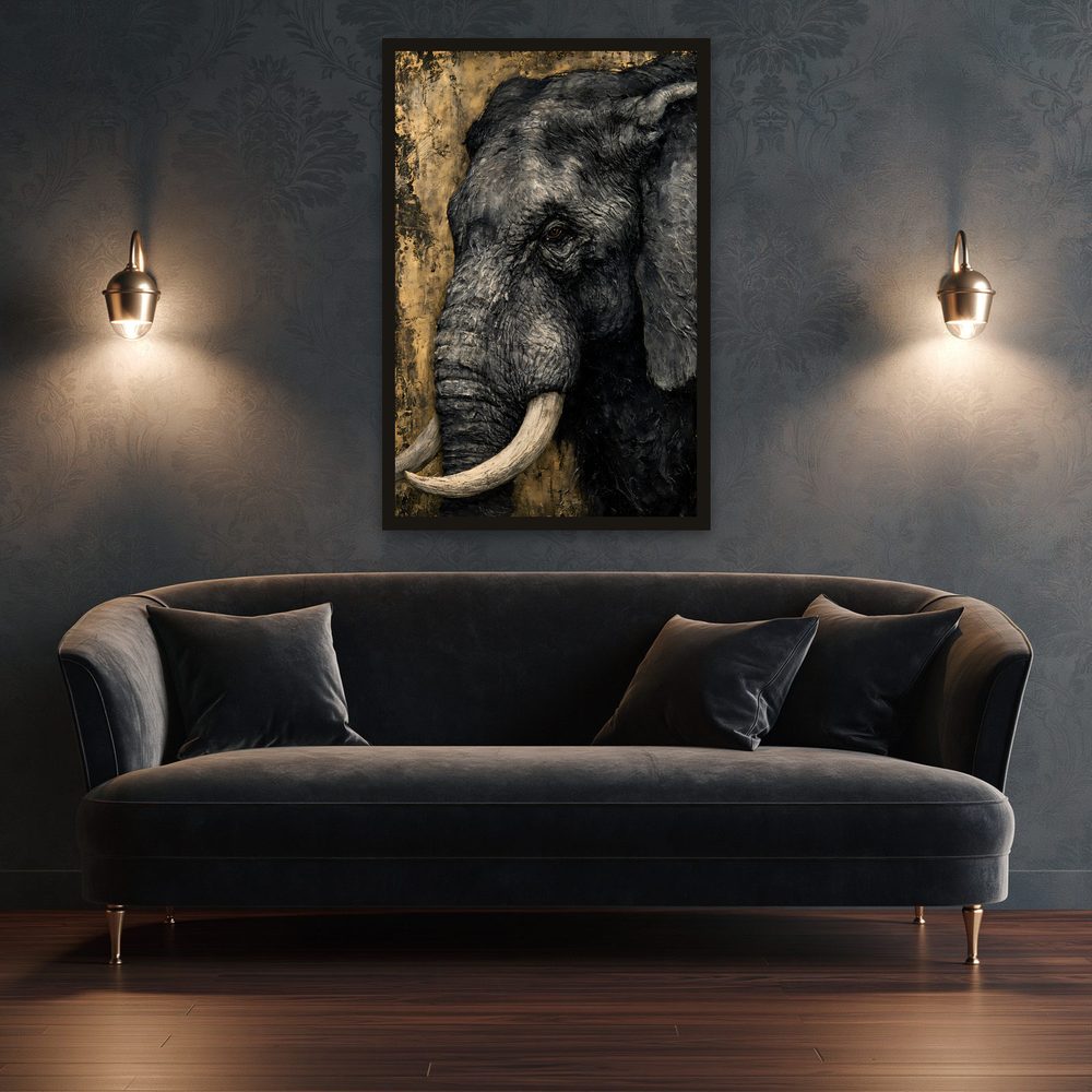 Elephant impasto oil painting wall art by Brunelvi — Ansicht 3