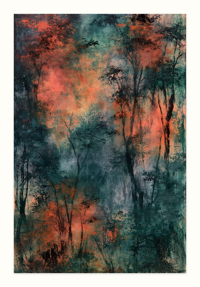 Ember Forest impasto oil painting wall art by Brunelvi