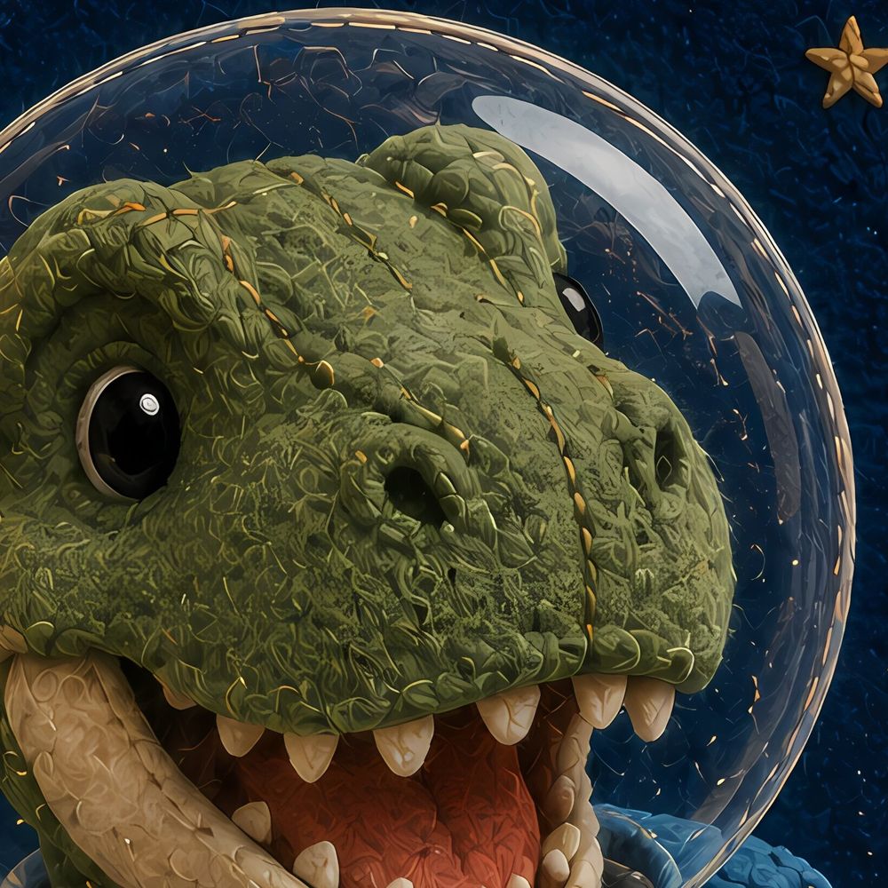 Felt Astronaut T Rex — kids & nursery art print by Brunelvi — view 2