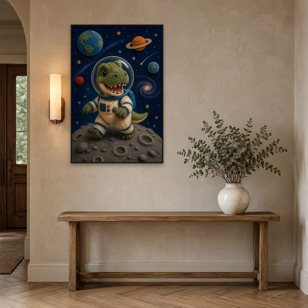 Felt Astronaut T Rex — kids & nursery art print by Brunelvi — view 3