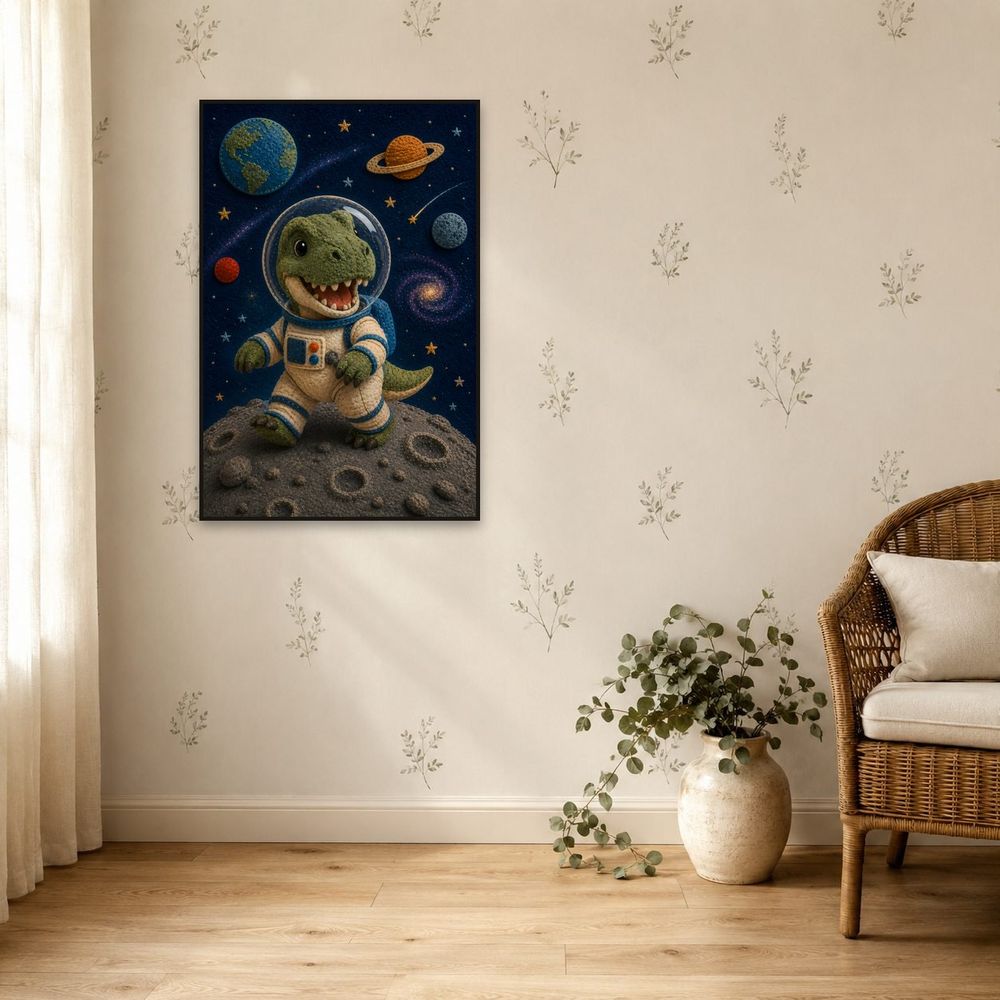 Felt Astronaut T Rex — kids & nursery art print by Brunelvi — view 5