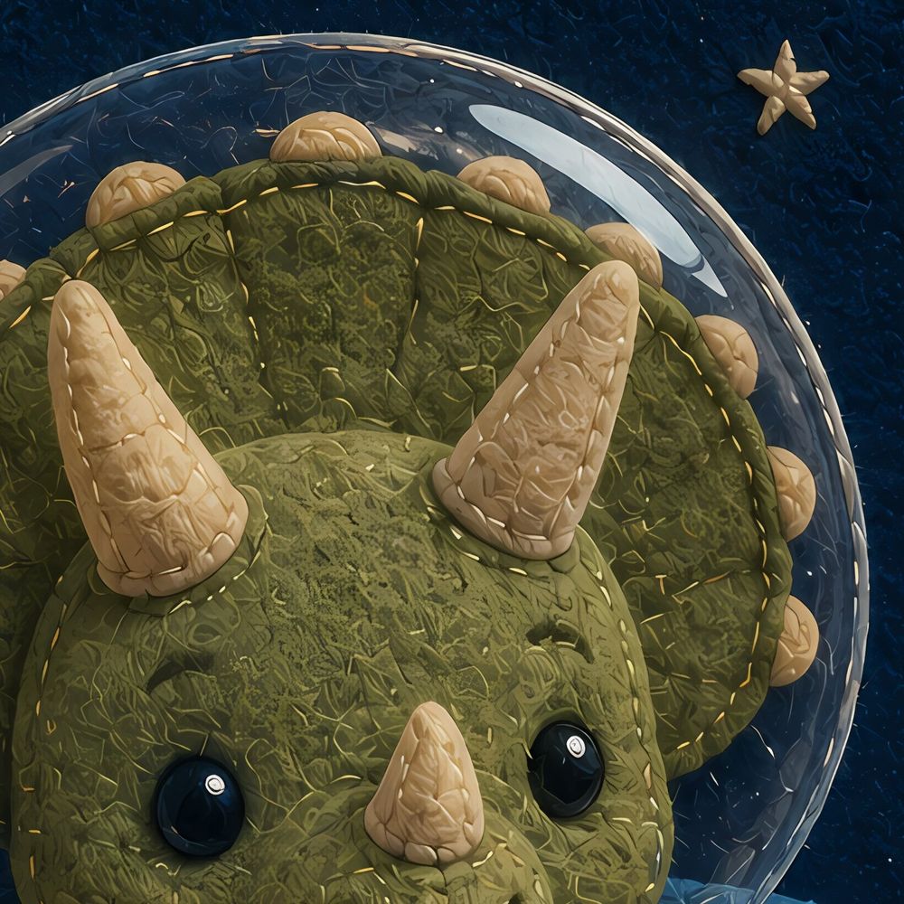 Felt Astronaut Triceratops — kids & nursery art print by Brunelvi — view 2