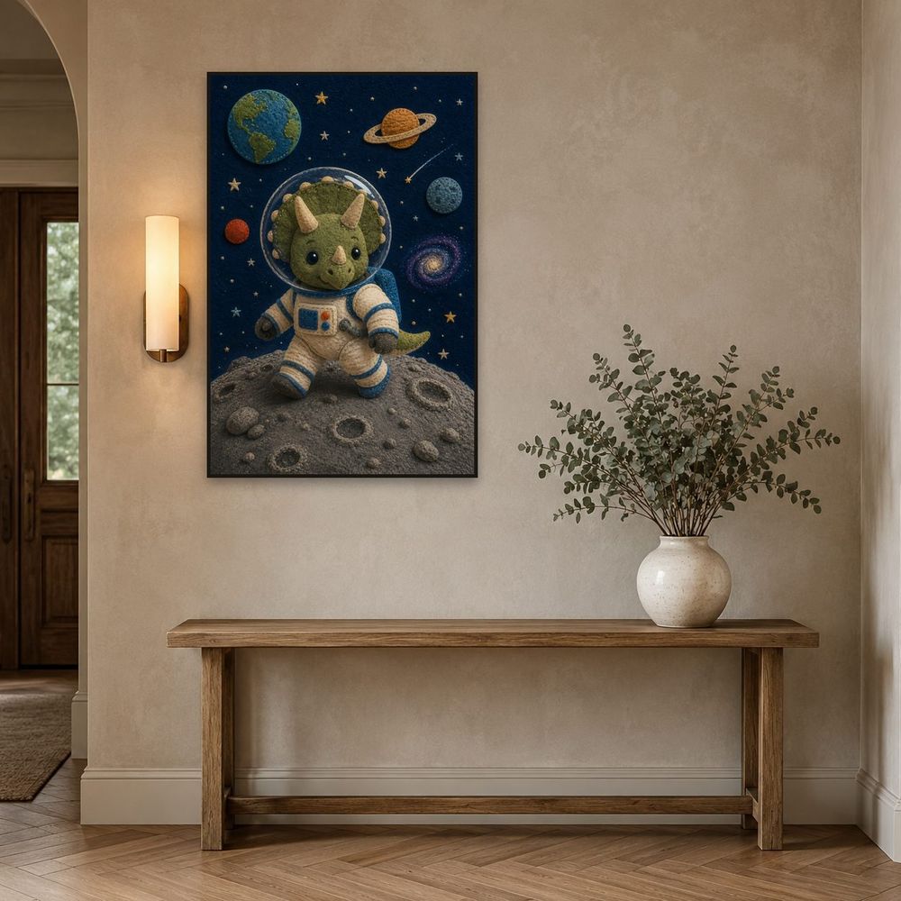 Felt Astronaut Triceratops — kids & nursery art print by Brunelvi — view 3