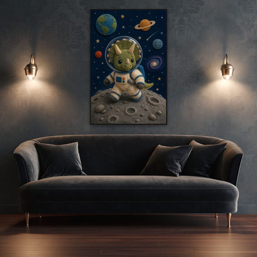 Felt Astronaut Triceratops — kids & nursery art print by Brunelvi — view 4
