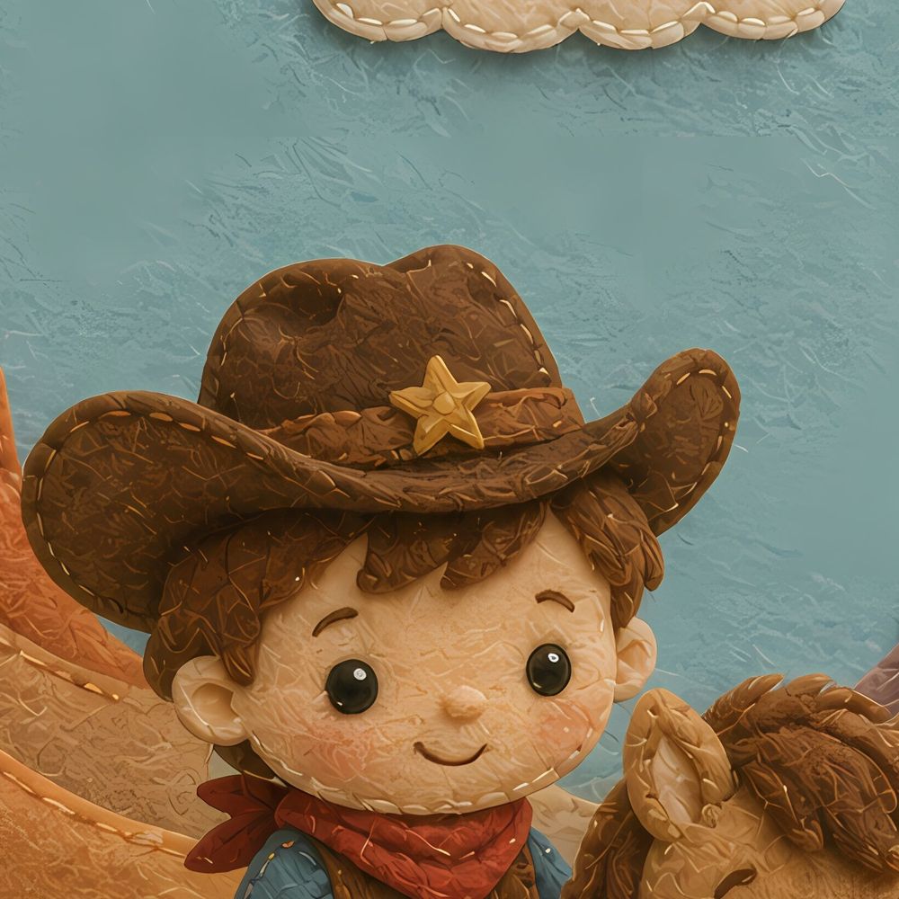 Felt Cowboy Pony — kids & nursery art print by Brunelvi — view 2