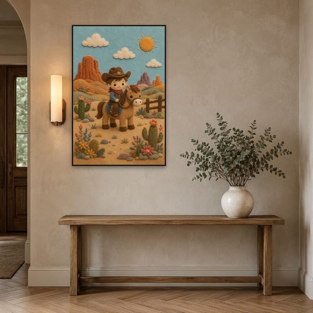 Felt Cowboy Pony — kids & nursery art print by Brunelvi — view 3