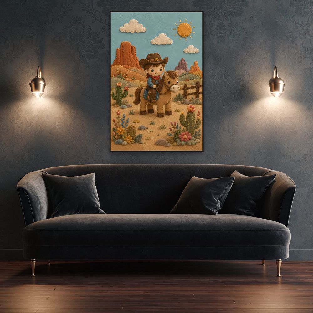 Felt Cowboy Pony — kids & nursery art print by Brunelvi — view 4