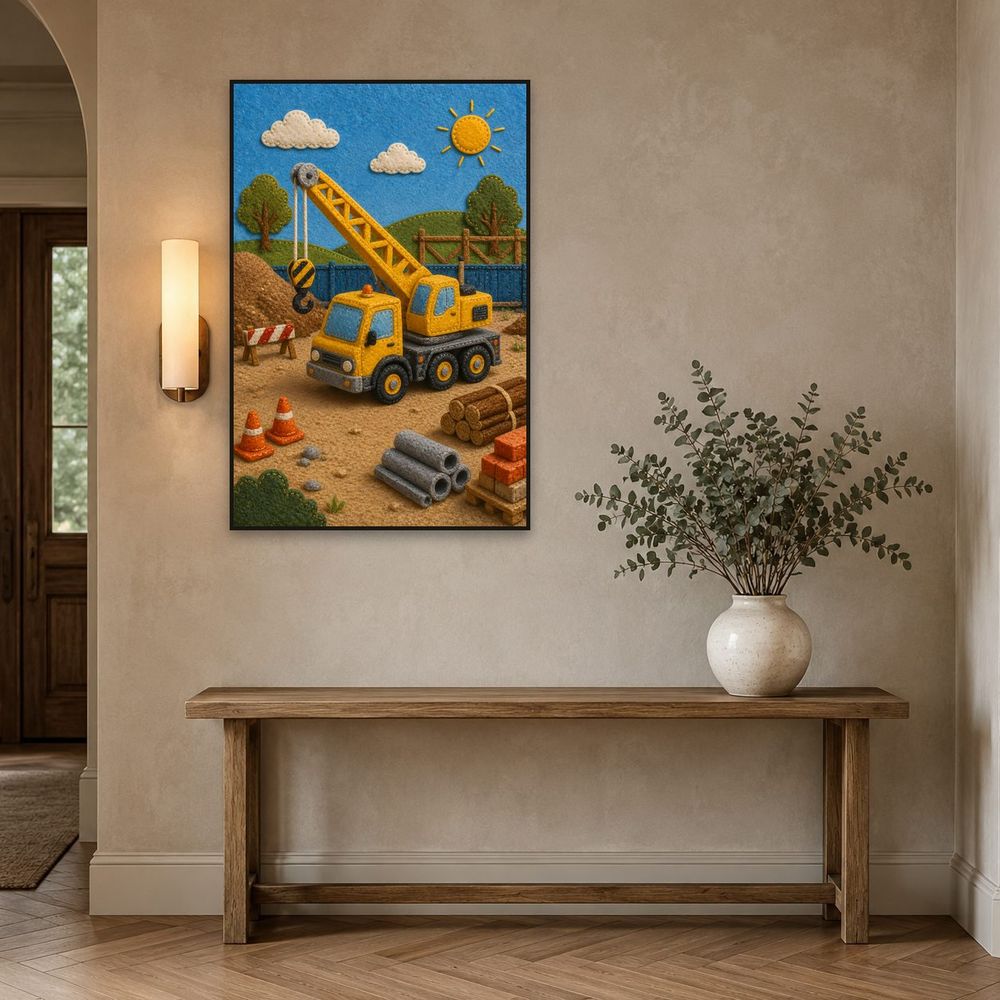 Felt Crane Truck — kids & nursery art print by Brunelvi — view 3