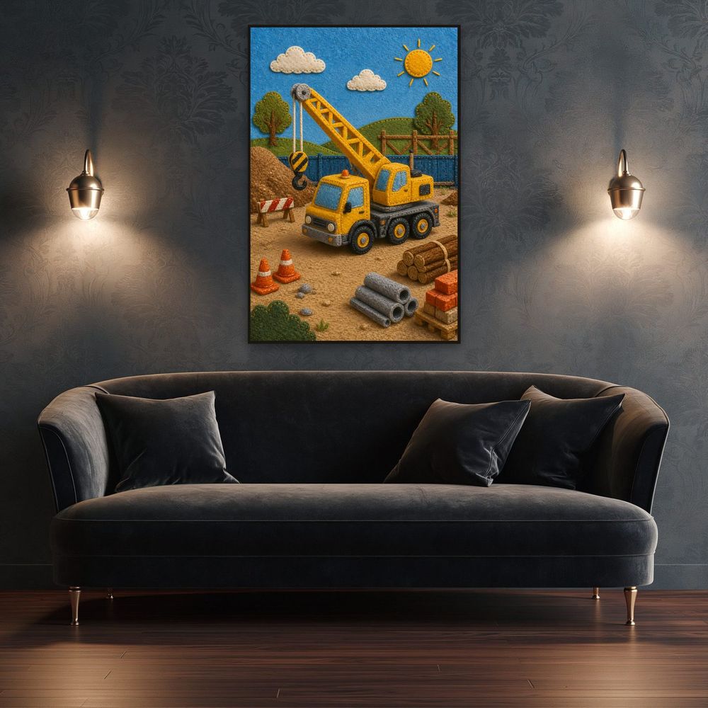 Felt Crane Truck — kids & nursery art print by Brunelvi — view 4