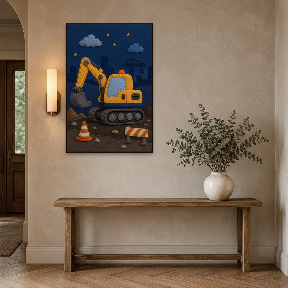 Felt Excavator — kids & nursery art print by Brunelvi — view 3