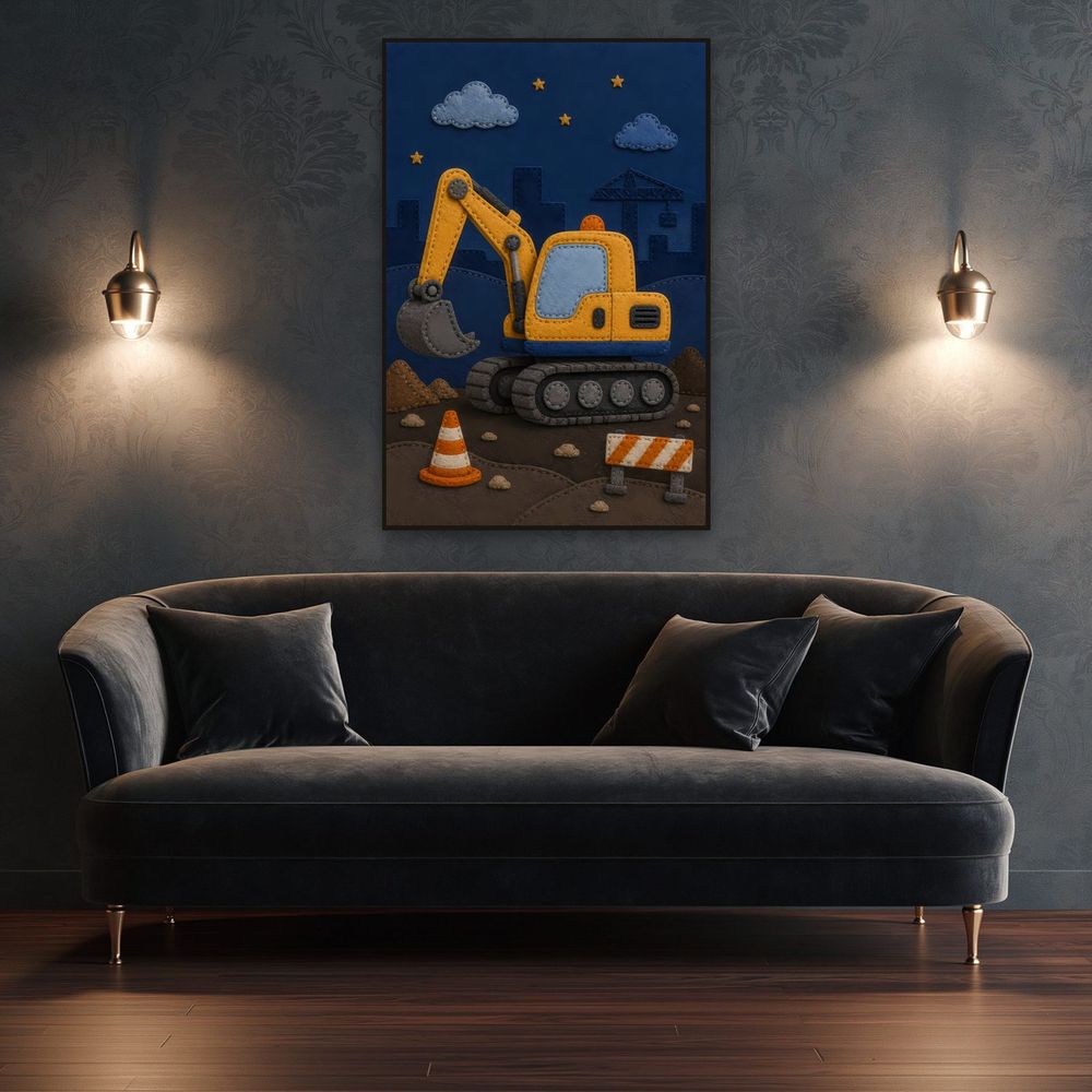 Felt Excavator — kids & nursery art print by Brunelvi — view 4