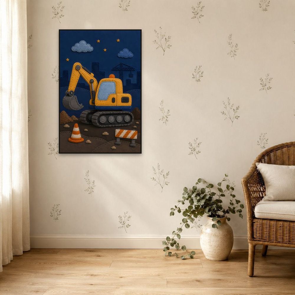 Felt Excavator — kids & nursery art print by Brunelvi — view 5