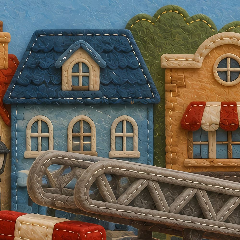 Felt Fire Truck — kids & nursery art print by Brunelvi — view 2