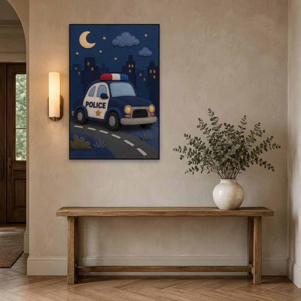 Felt Police Car — kids & nursery art print by Brunelvi — view 3