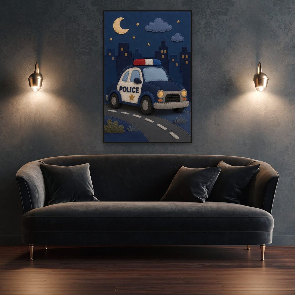 Felt Police Car — kids & nursery art print by Brunelvi — view 4