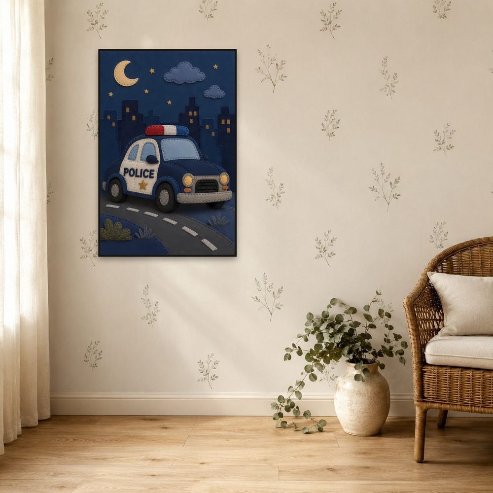 Felt Police Car — kids & nursery art print by Brunelvi — view 5