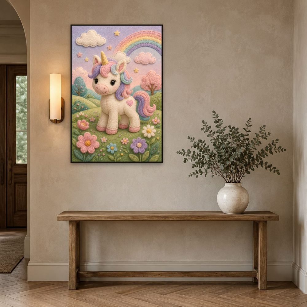 Felt Rainbow Unicorn — kids & nursery art print by Brunelvi — view 3