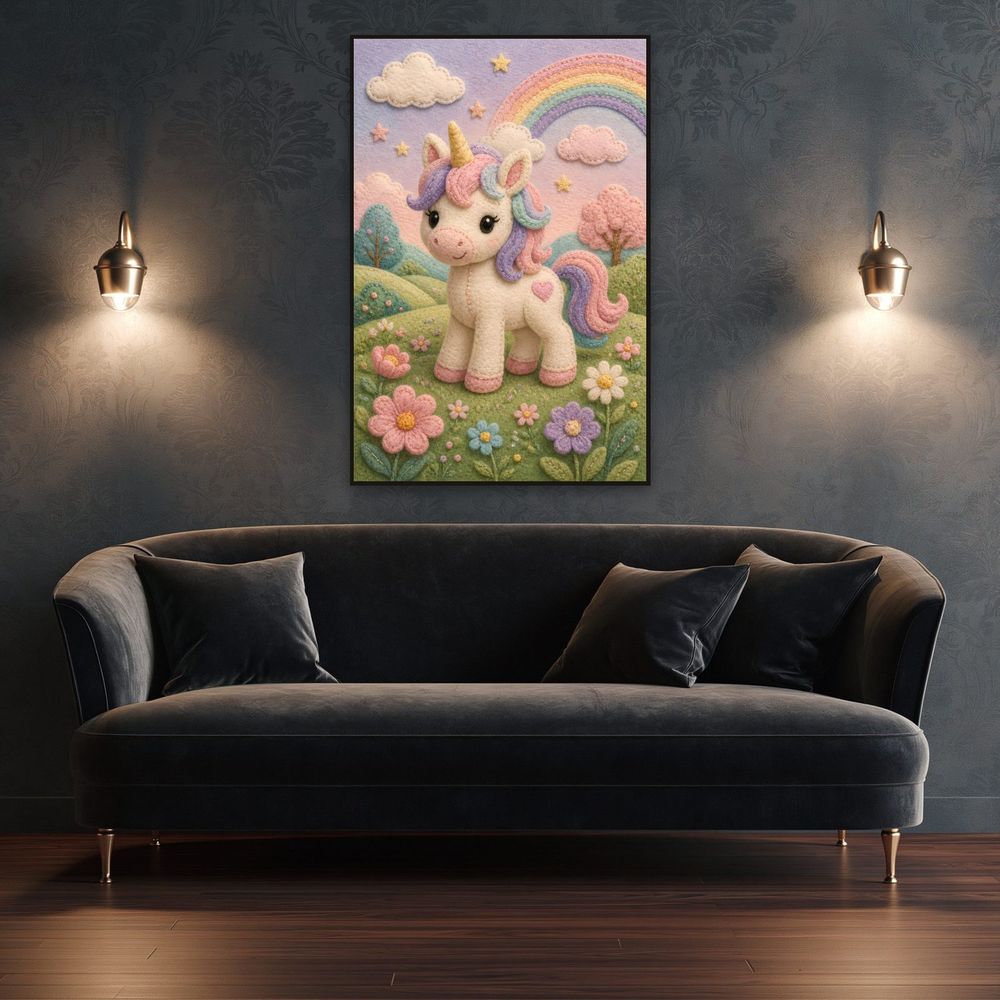 Felt Rainbow Unicorn — kids & nursery art print by Brunelvi — view 4