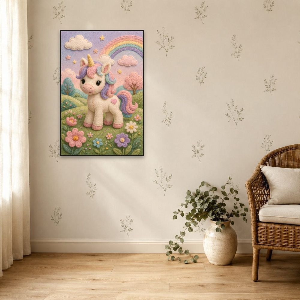 Felt Rainbow Unicorn — kids & nursery art print by Brunelvi — view 5